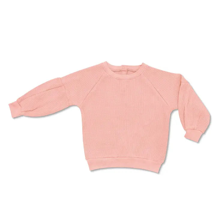 MAY WAFFLE BALLOON SLEEVE SWEATSHIRT