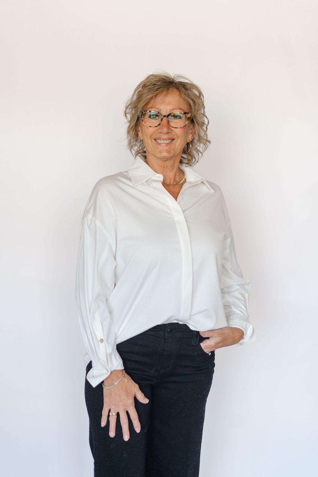 ALIYAH BUTTON DOWN SHIRT-OFF WHITE