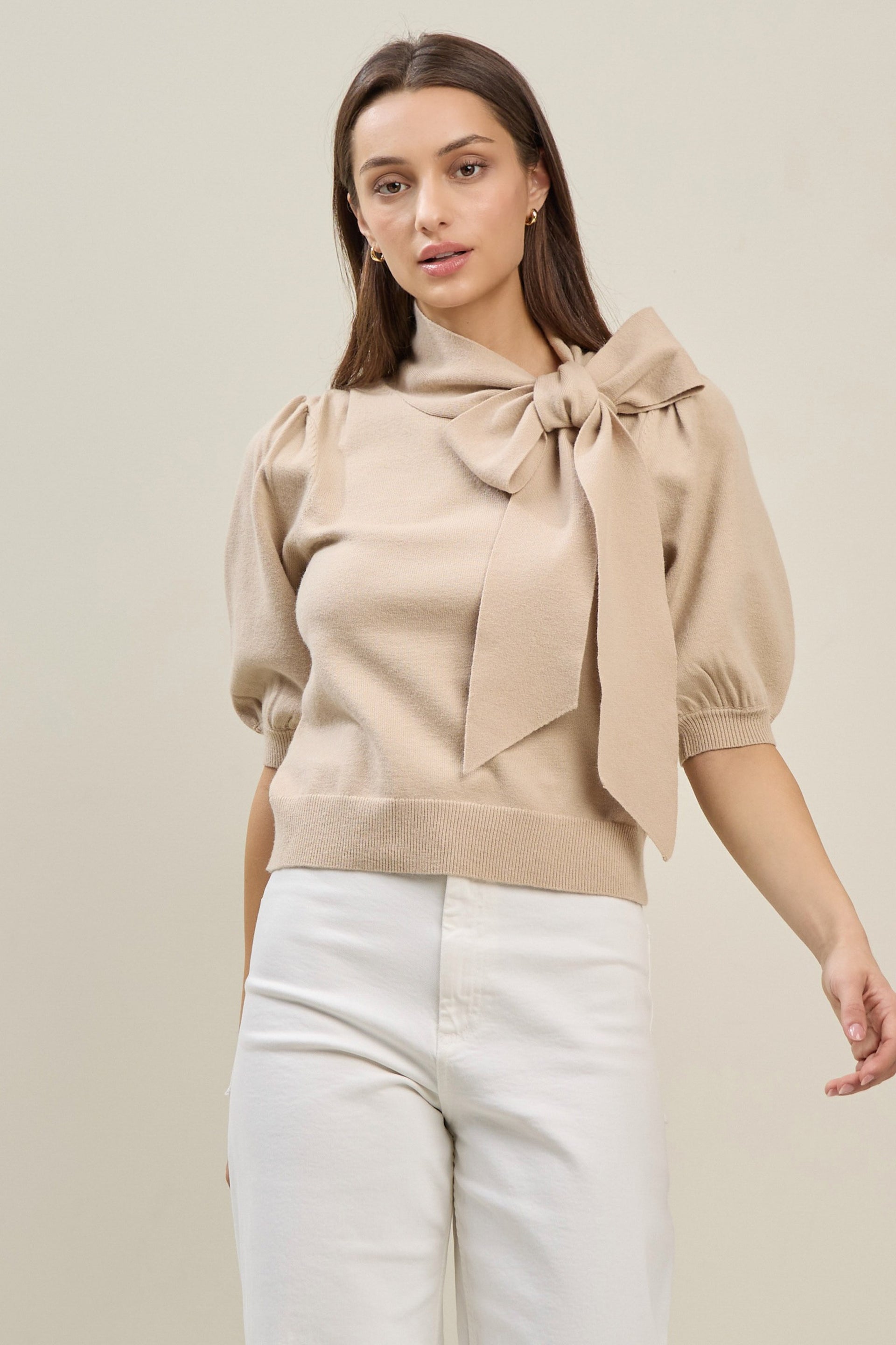 MARGOT SWEATER TOP-TAUPE