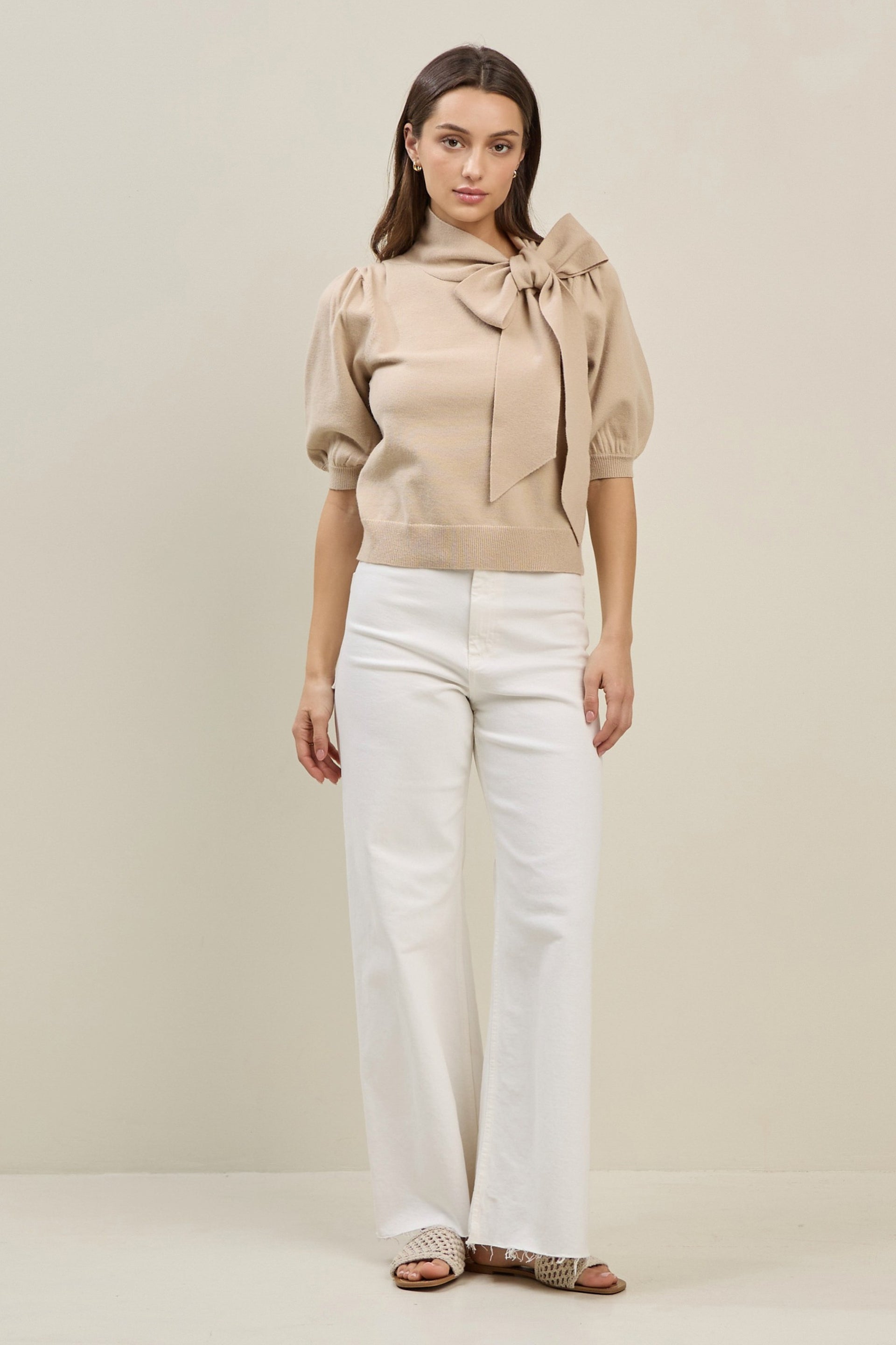 MARGOT SWEATER TOP-TAUPE
