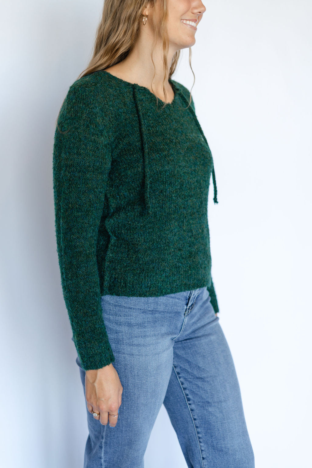 BRIELLE SWEATER WITH TIE-GREEN