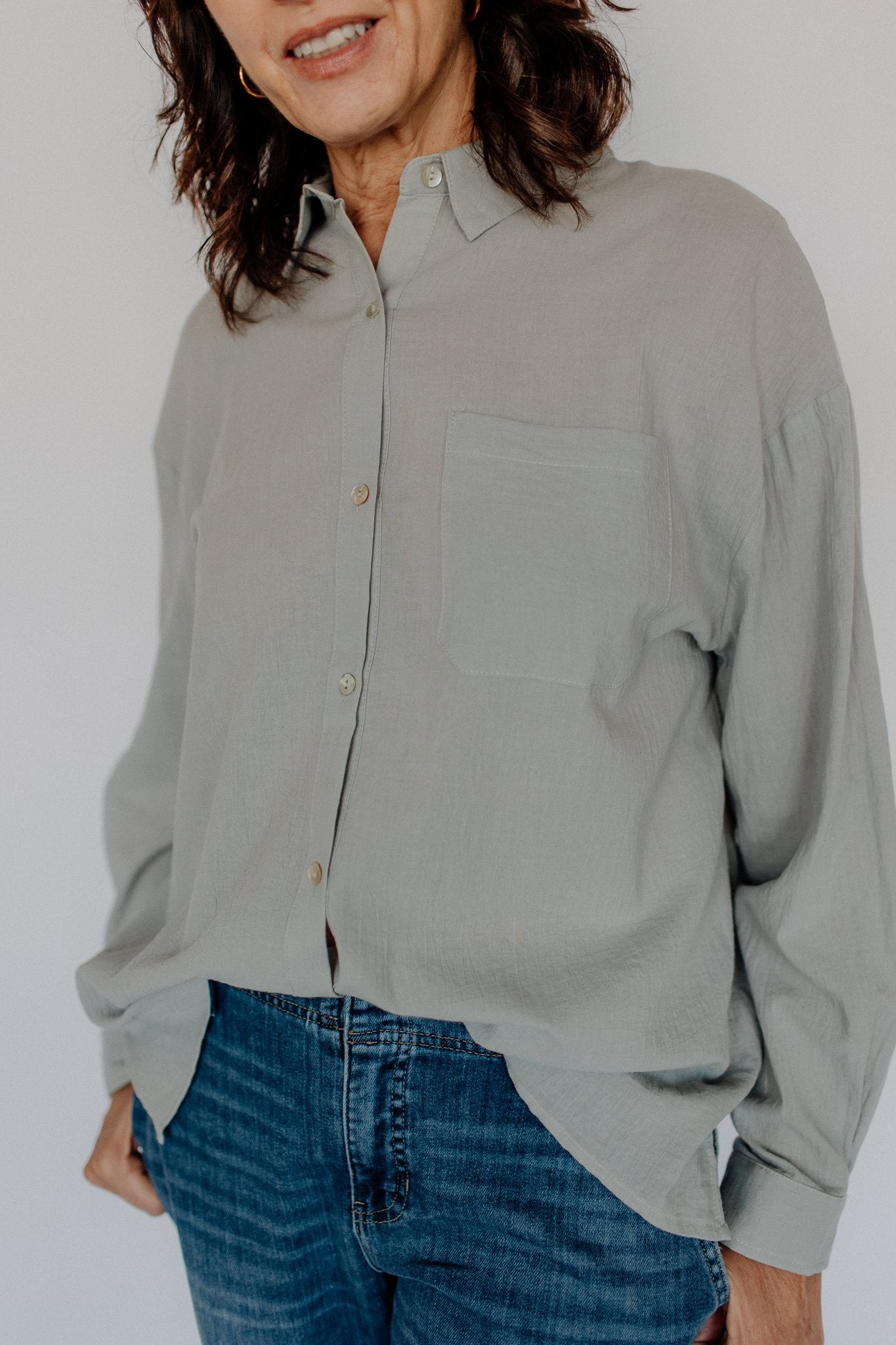 CECELIA L/S SHIRT-SEA SALT GREY