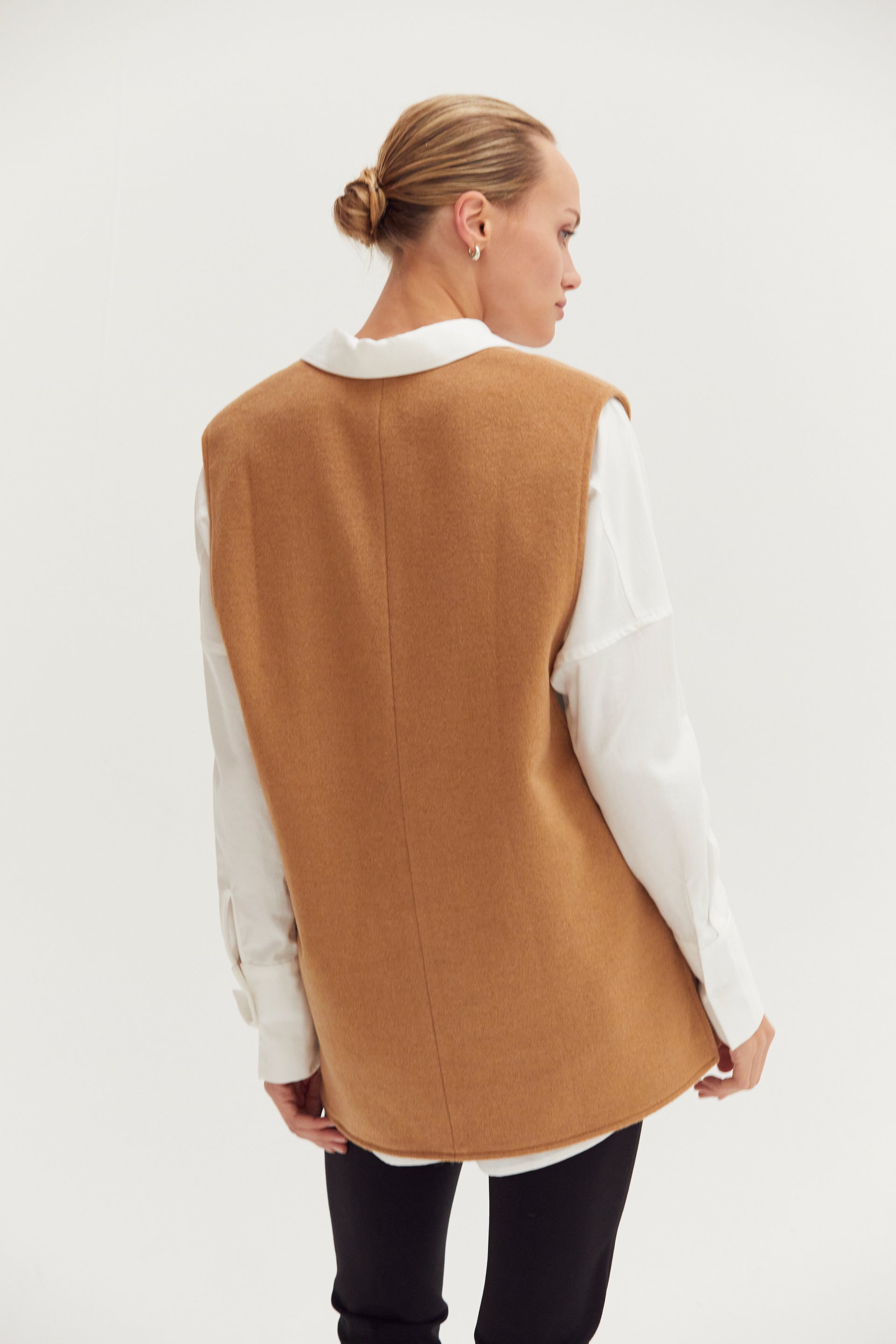 TORY WOOL BLEND VEST-CAMEL