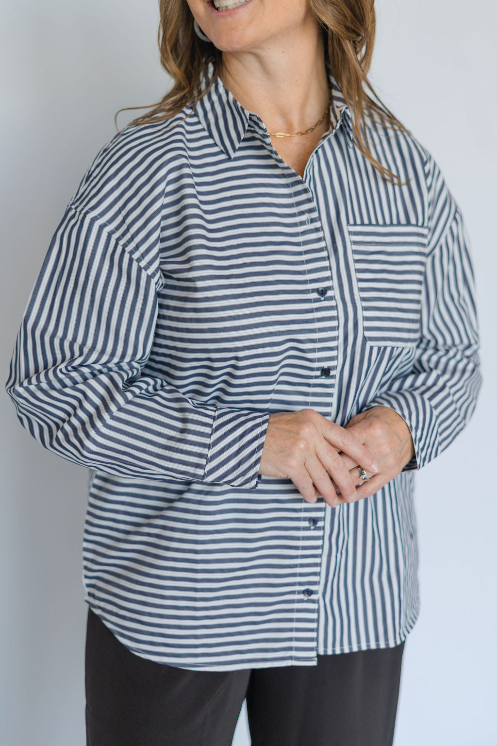 EVINOA L/S SHIRT-STRIPE PATTERN