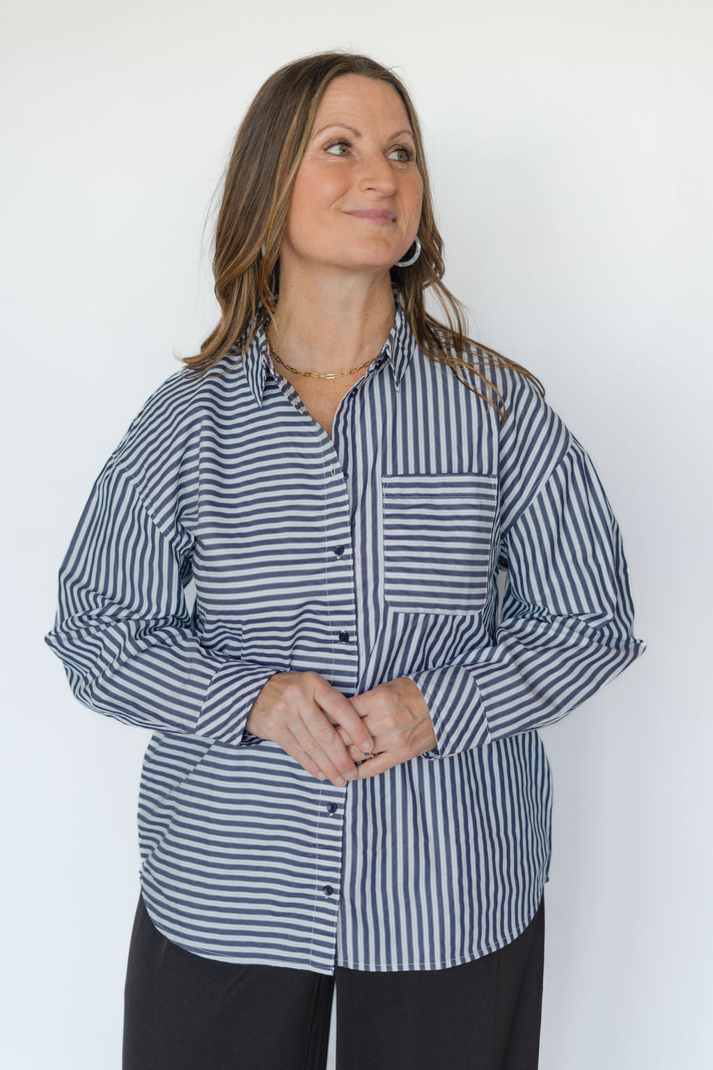 EVINOA L/S SHIRT-STRIPE PATTERN