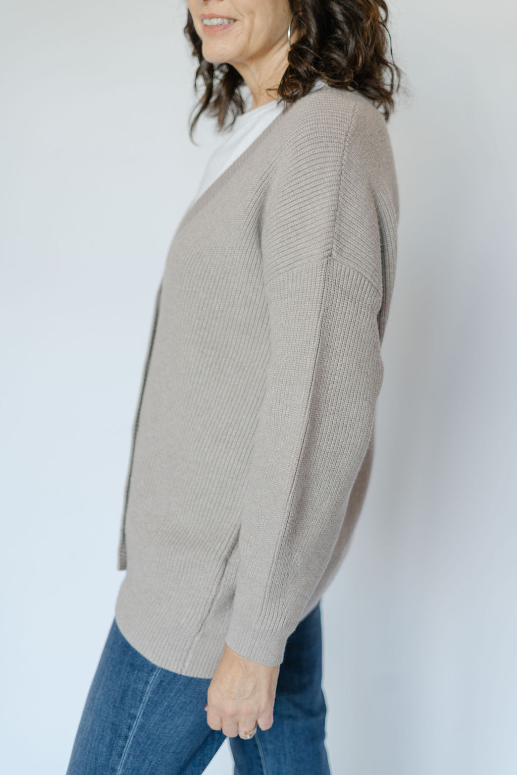 EVELYN OVERSIZED CARDIGAN-TAUPE HEATHER