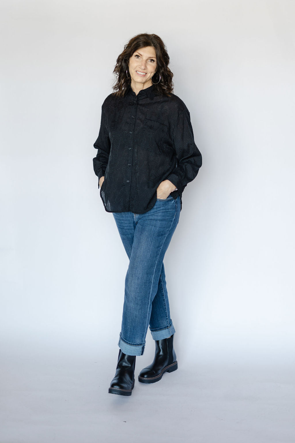 ELAINA LONG SLEEVE BLOUSE-BLACK