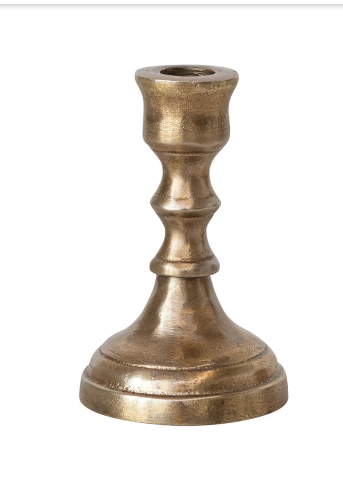 ANTIQUE BRASS CANDLER HOLDER-MED