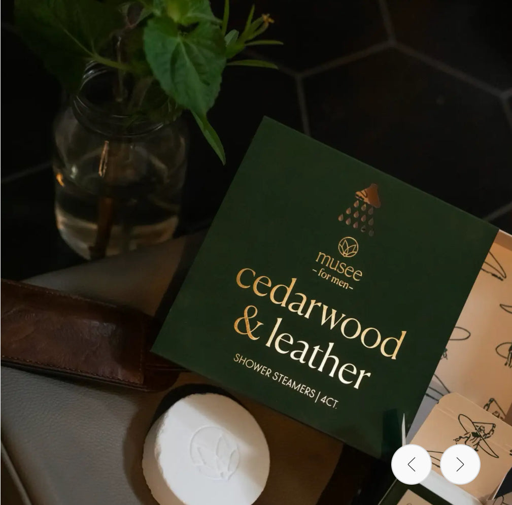 MENS CEDAR WOOD & LEATHER SHOWER STEAMERS