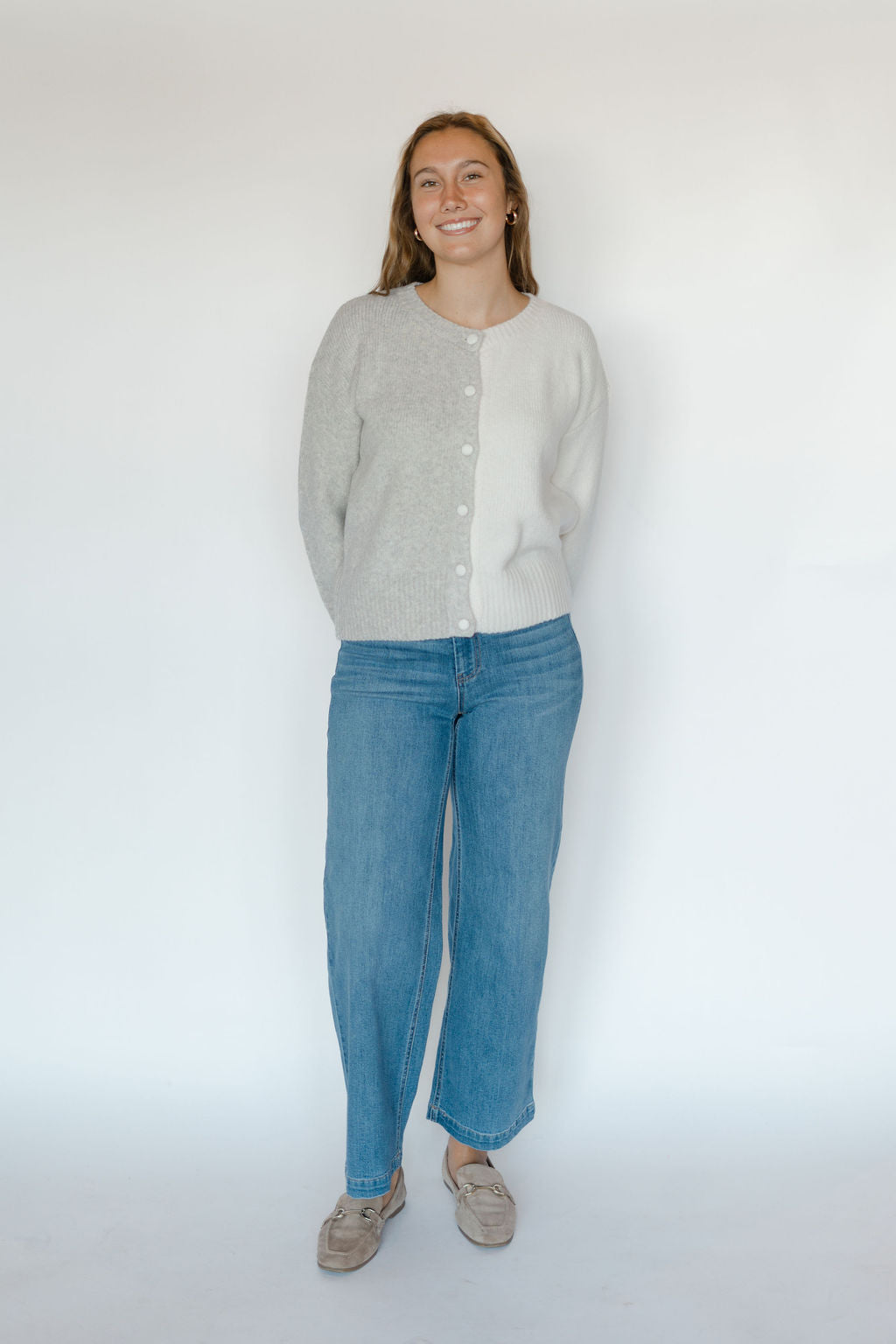 JULIE CARDIGAN-OATMEAL/IVORY