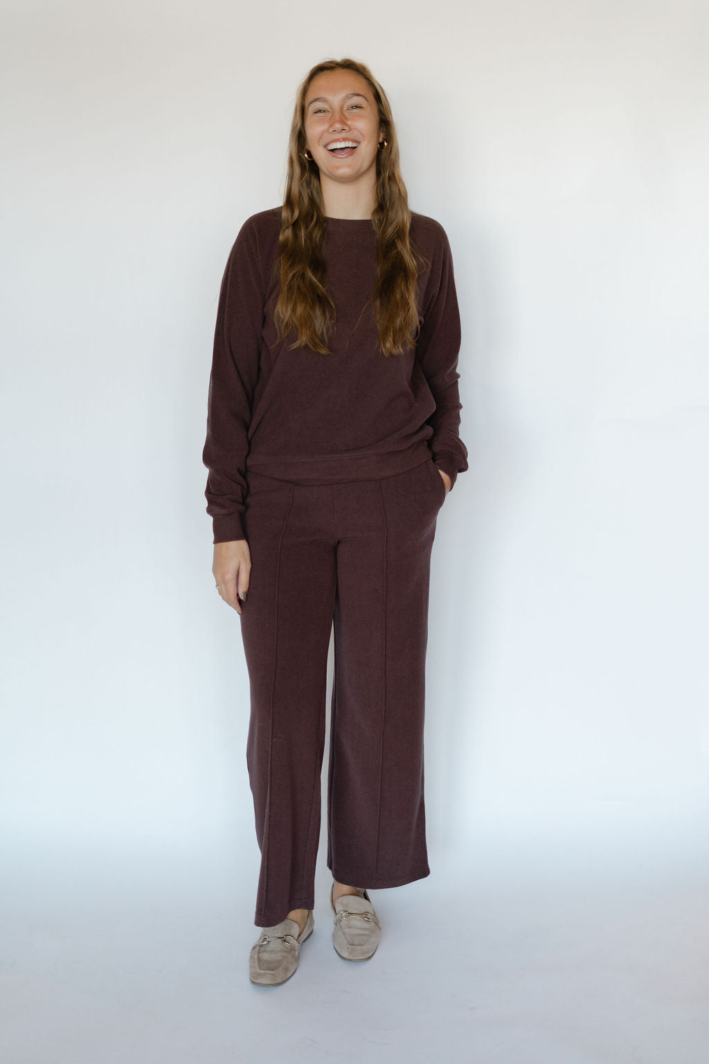 SELENA SOFTIES PANT AND TOP SET-ESPRESSO