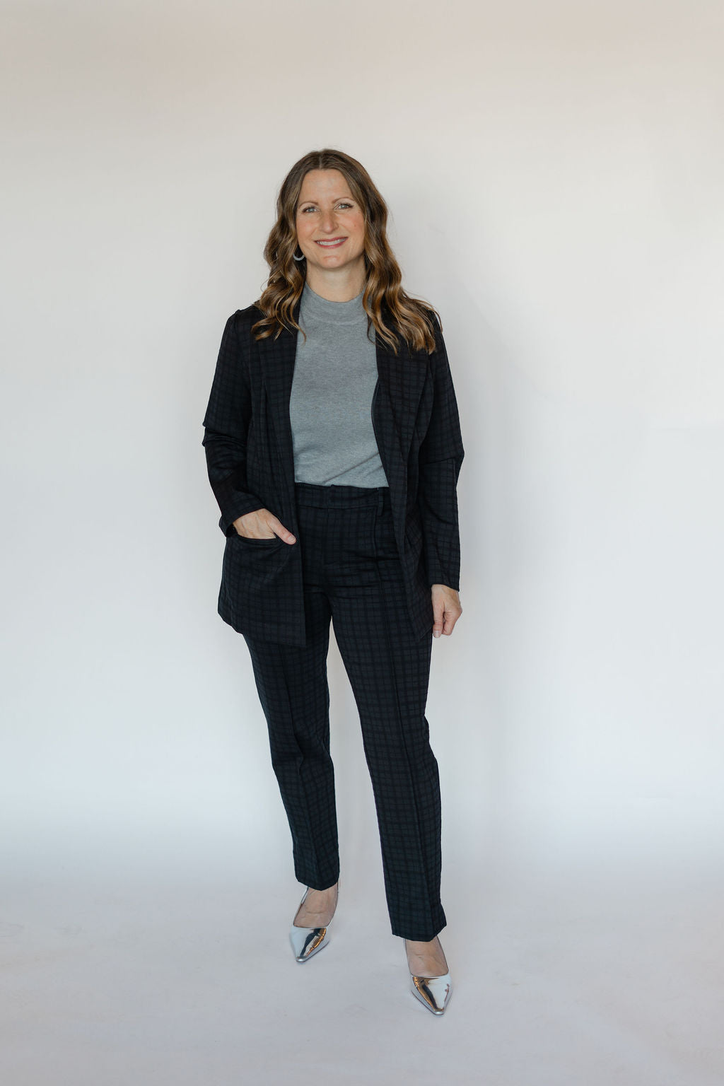 RUBY BOYFRIEND BLAZER-BLACK CHECK