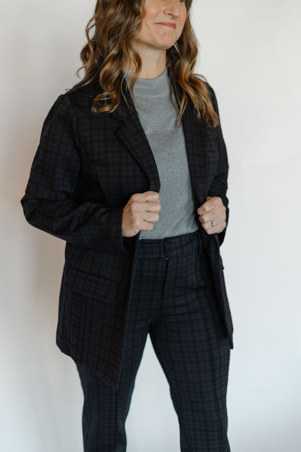 RUBY BOYFRIEND BLAZER-BLACK CHECK