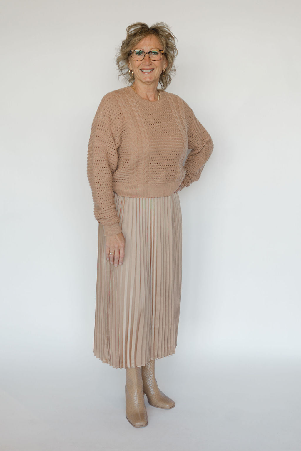 SLOANE SATIN DRESS-TAN