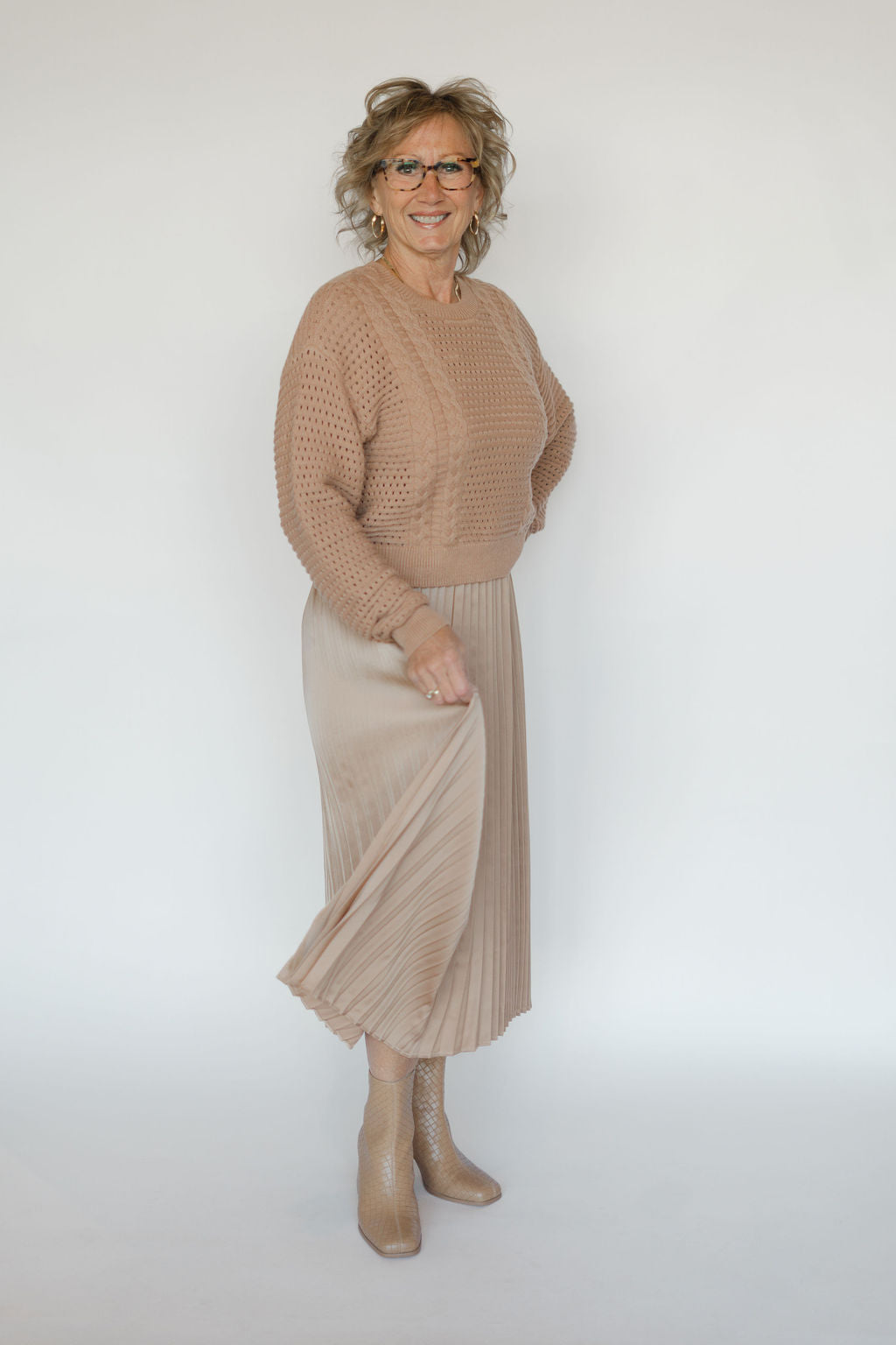 SLOANE SATIN DRESS-TAN