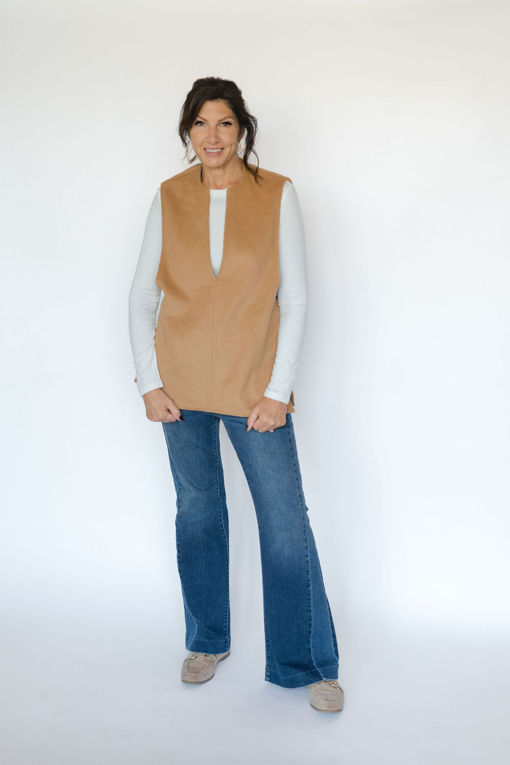 TORY WOOL BLEND VEST-CAMEL