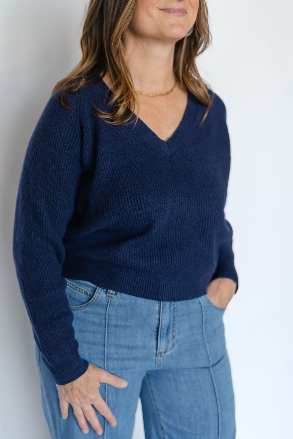 MACKENZIE LONG SLEEVE SWEATER-PATRIOT BLUE