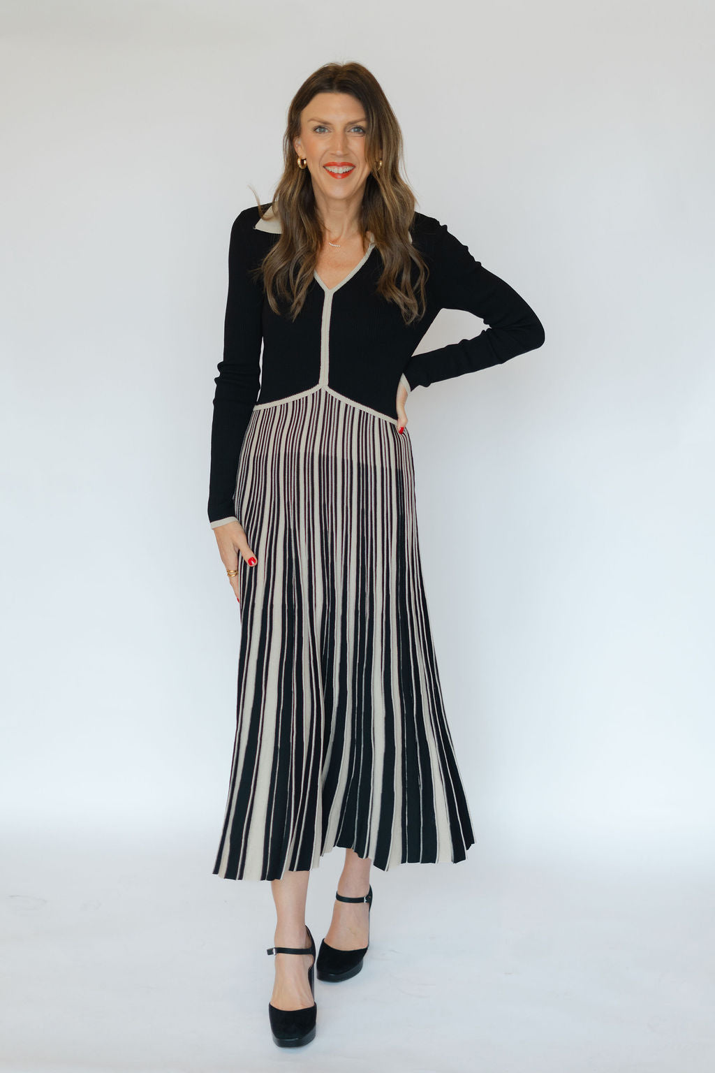 NAOMI DRESS-BLACK/IVORY