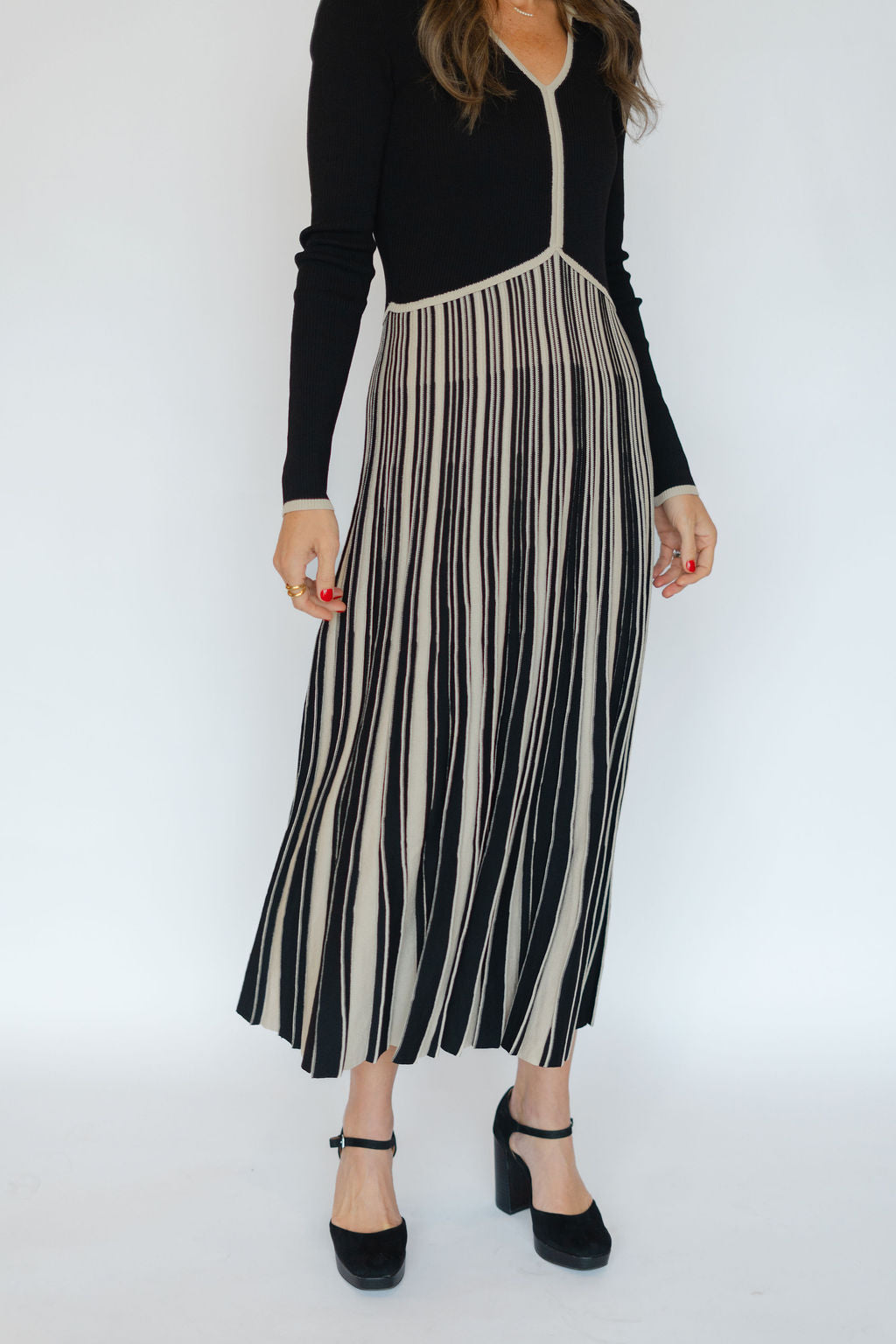 NAOMI DRESS-BLACK/IVORY