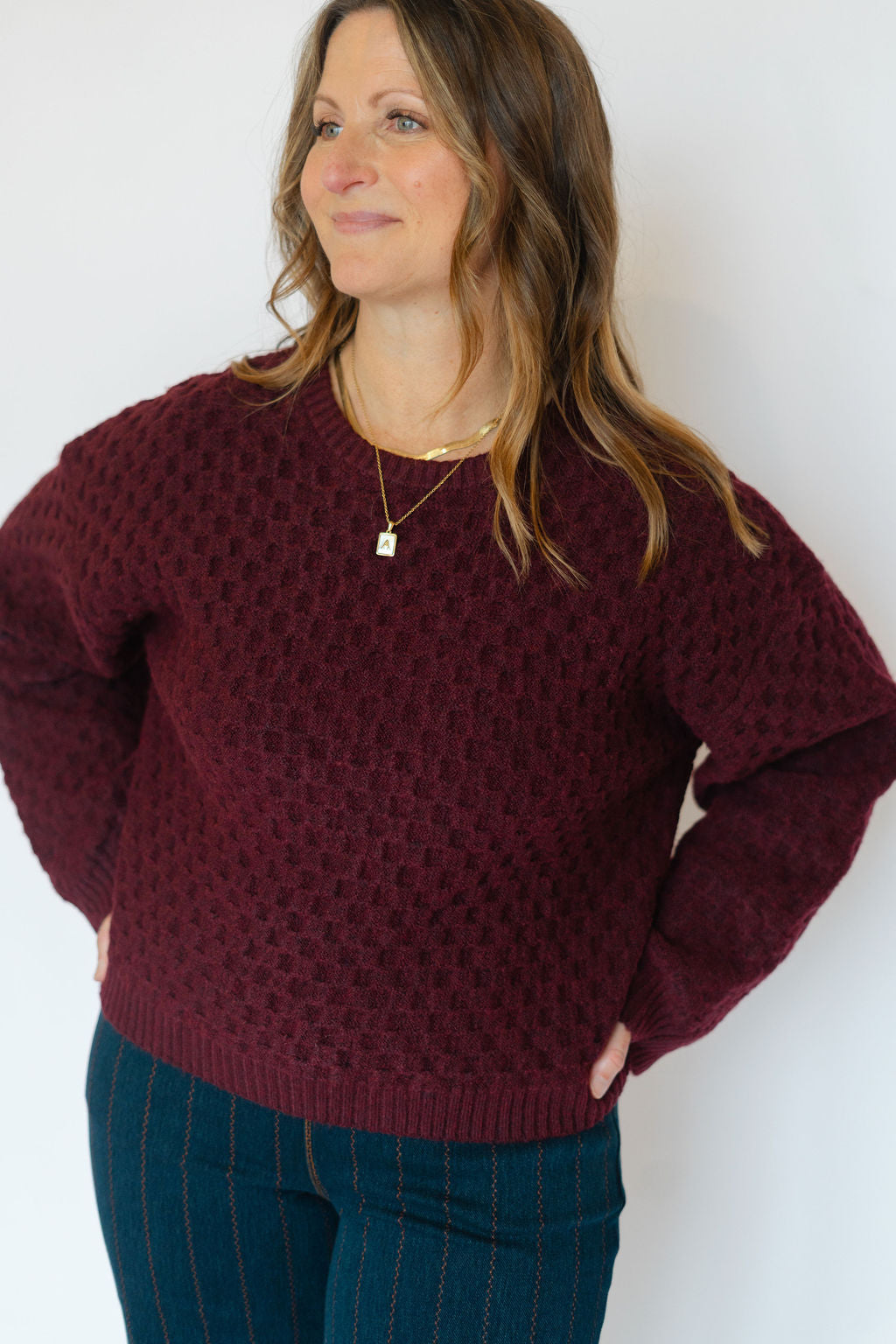 ISABEL KNIT SWEATER-PLUM WINE