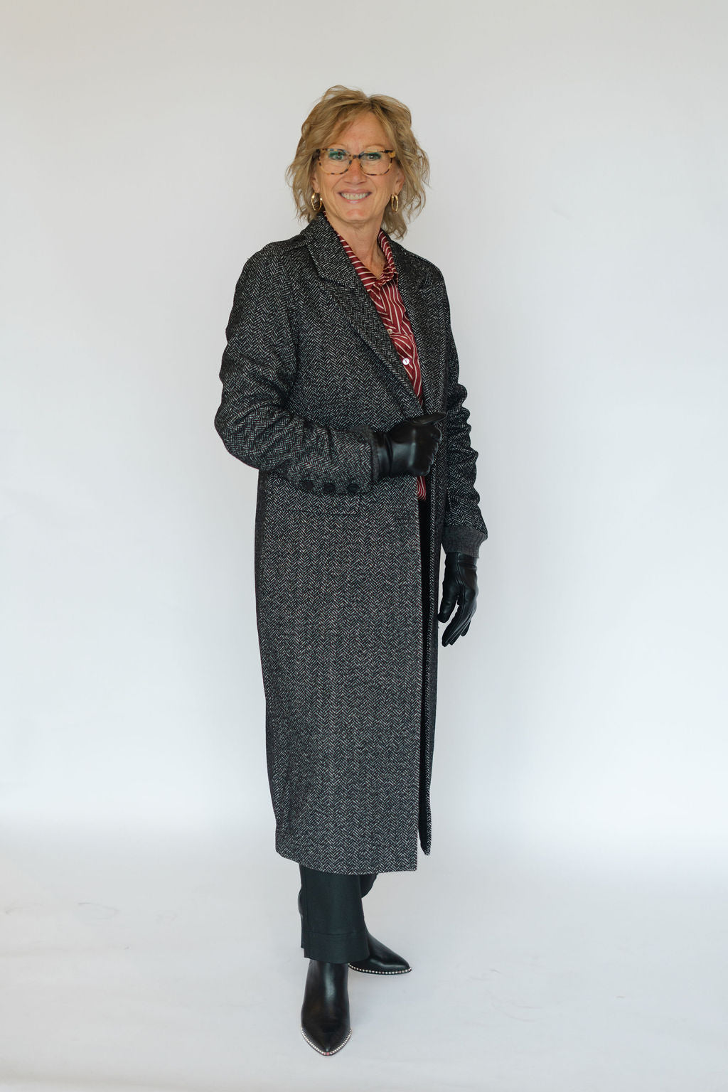 EMMALU JACKET-BLACK HERRINGBONE