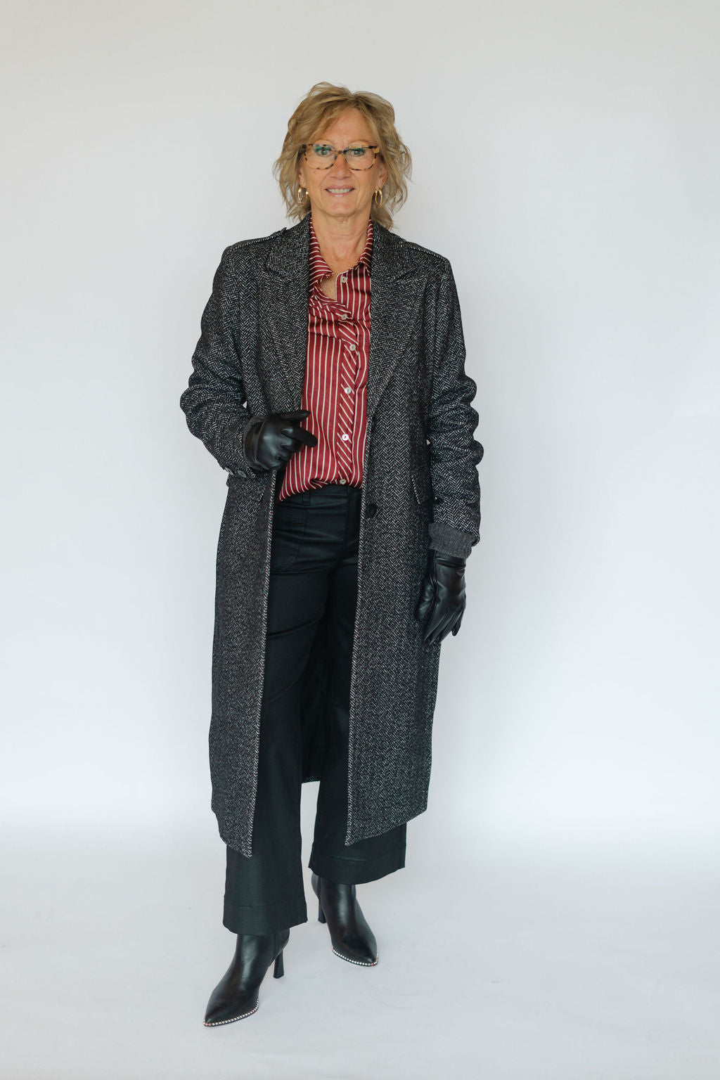 EMMALU JACKET-BLACK HERRINGBONE