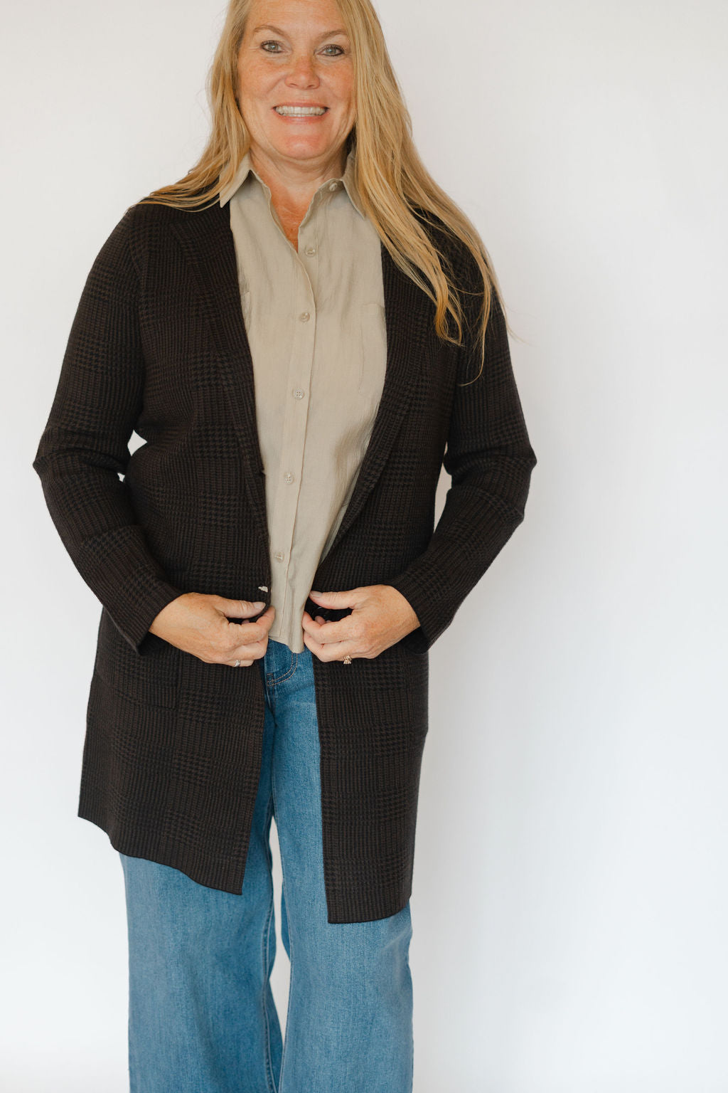 LINA SWEATER CAR COAT-DOUBLE ESPRESSO/BLACK