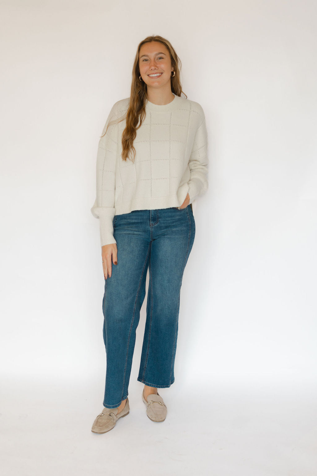 ANASTASIA KNIT TOP-IVORY