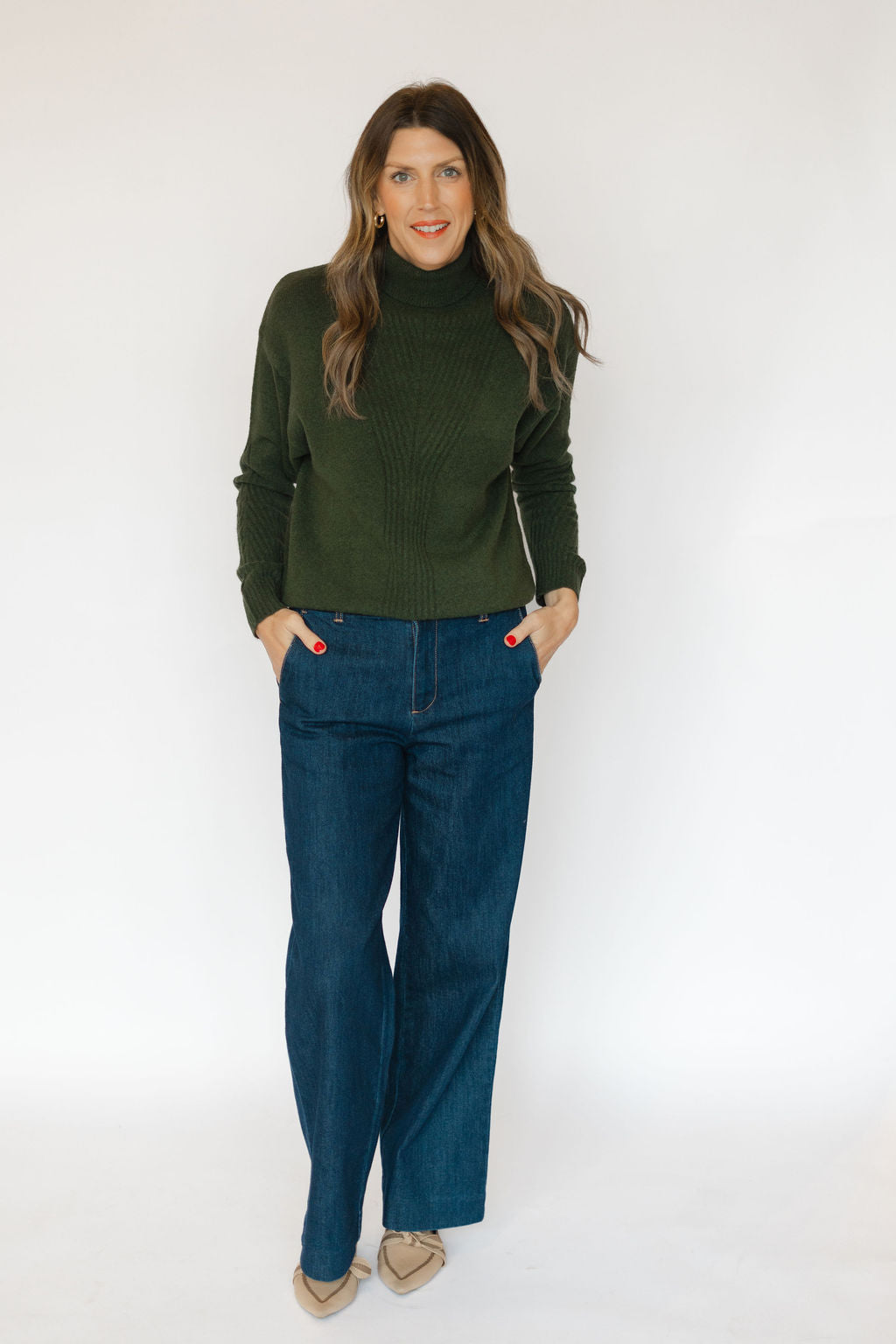 DASILA LONG SLEEVE TURTLENECK SWEATER-RIFLE GREEN