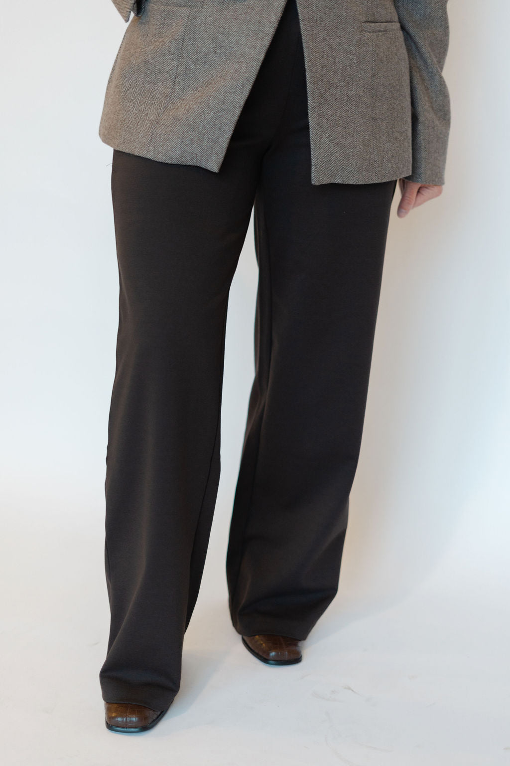 ALAIA WIDE LEG PANT-CHOCOLATE