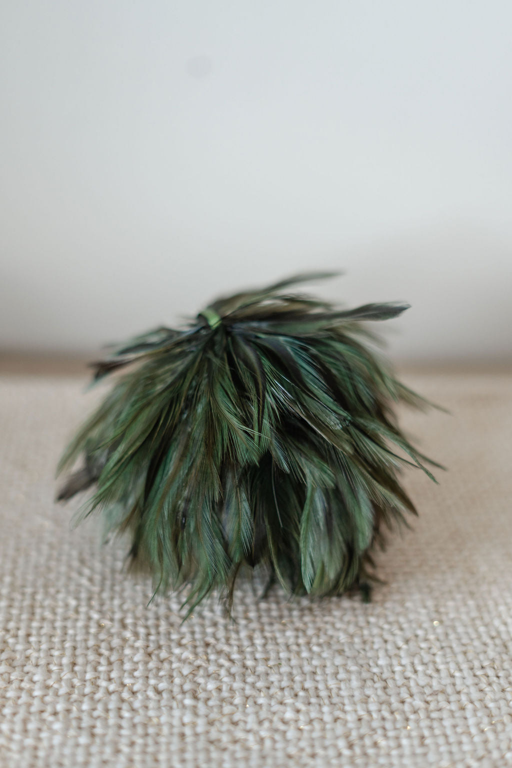 6" WHISPY GREEN FEATHER ORNAMENT
