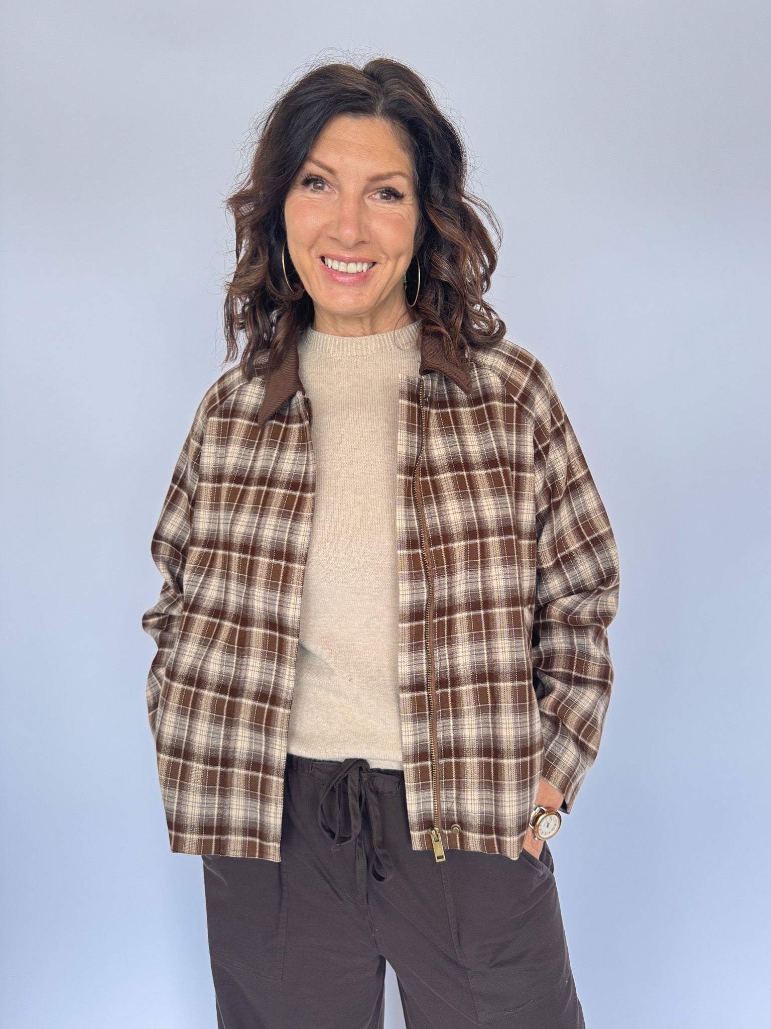 KRIS JACKET-BROWN PLAID