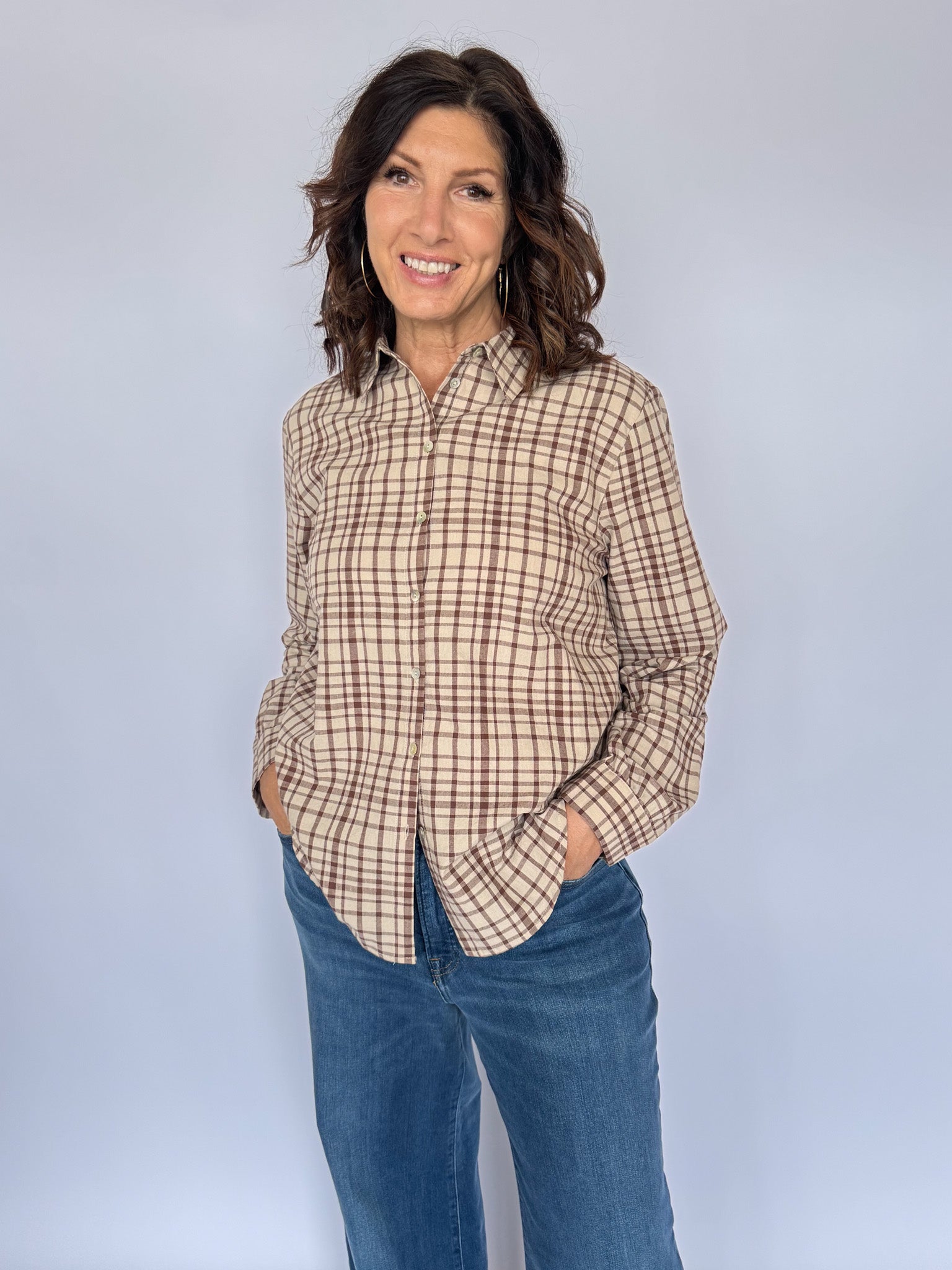 SARA SHIRT-BEIGE/BROWN