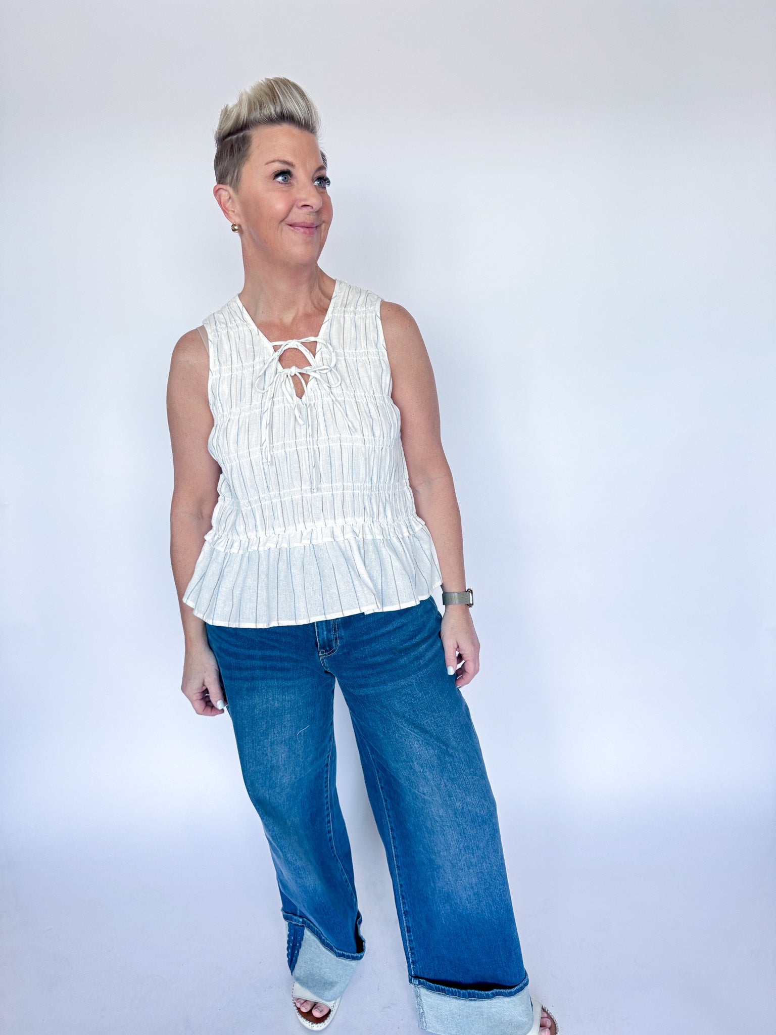 ARDON TOP-CREAM/BLUE MULTI