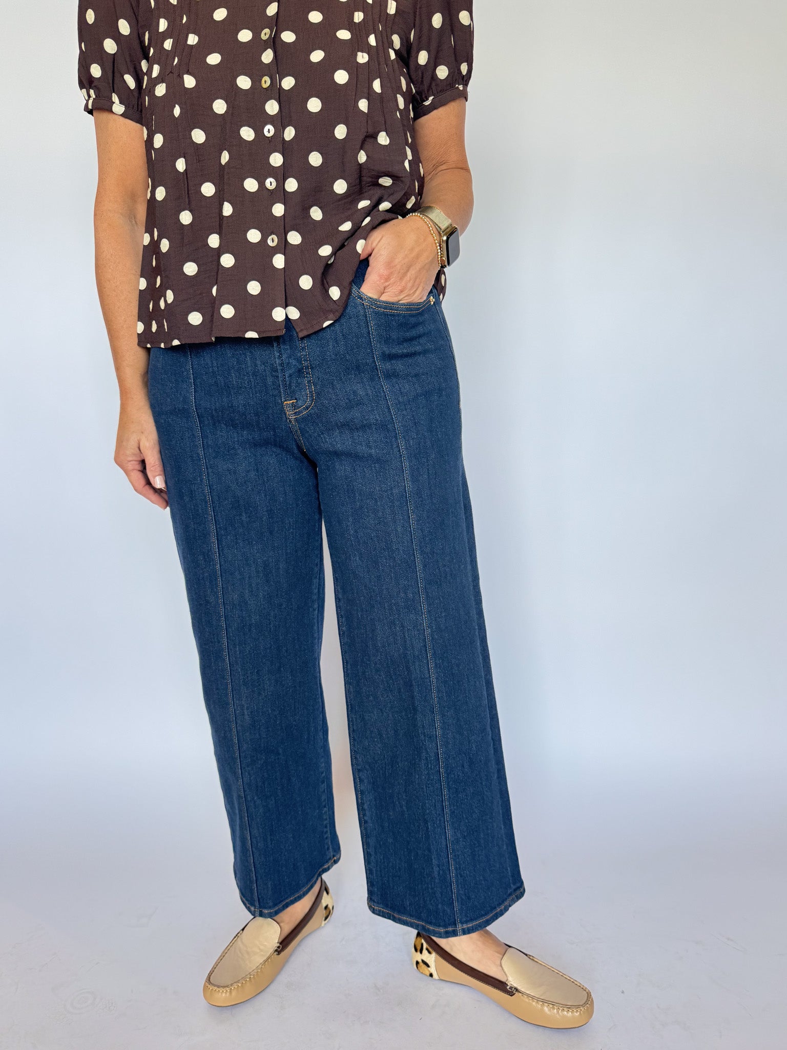GOOD WAIST PALAZZO CROPPED JEANS