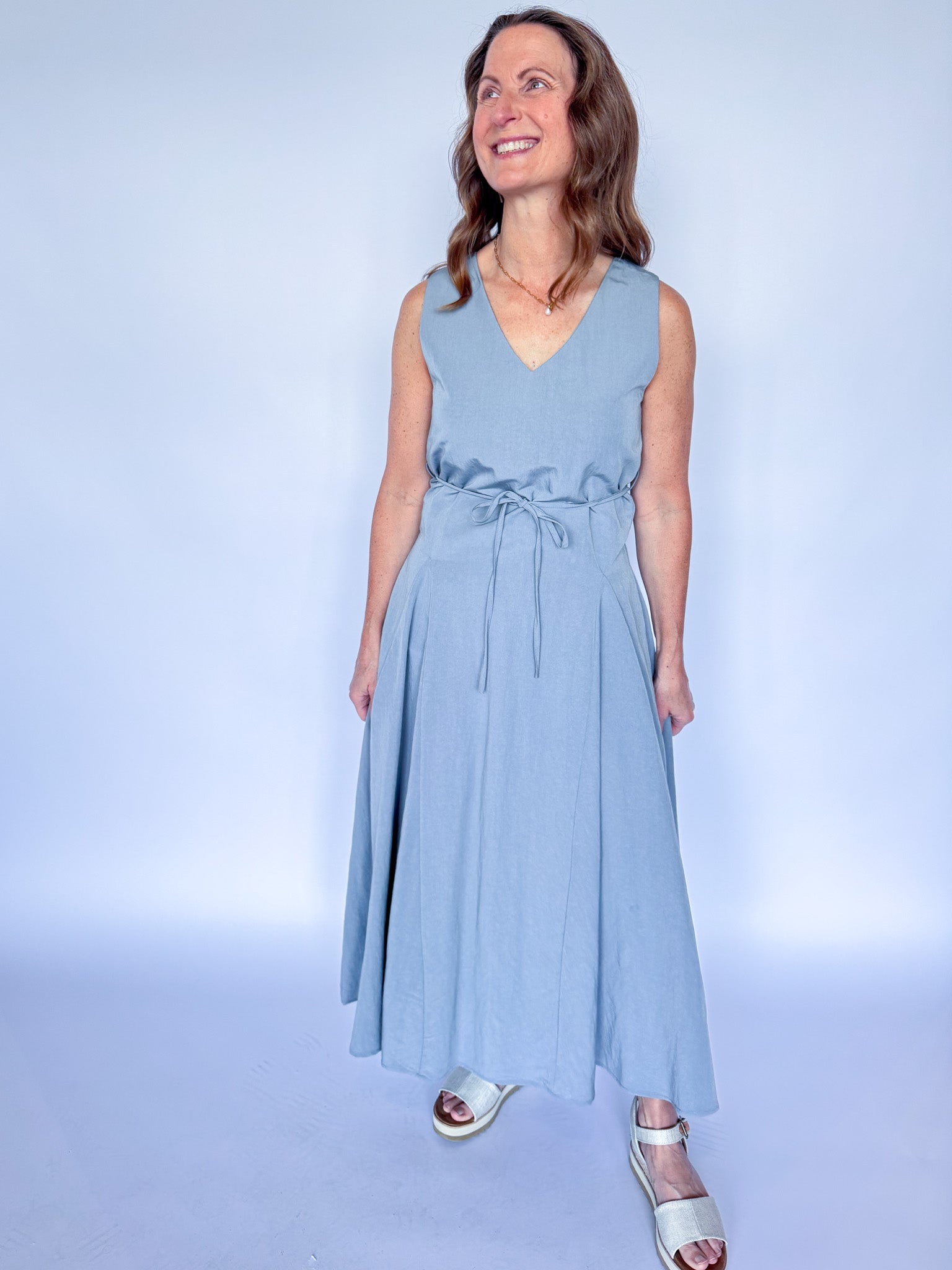 MICHELLE MIDI DRESS-STONE GREY