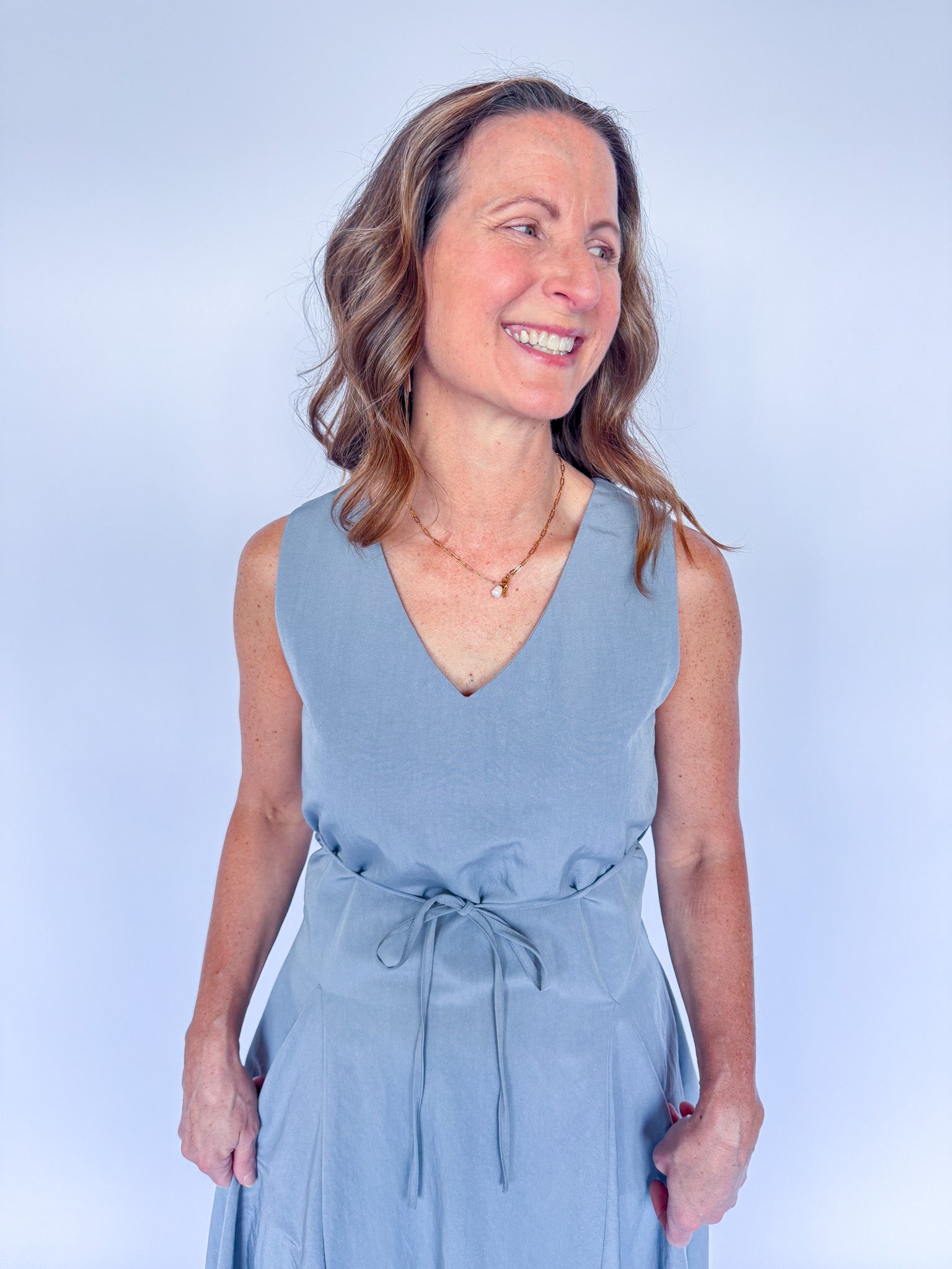 MICHELLE MIDI DRESS-STONE GREY