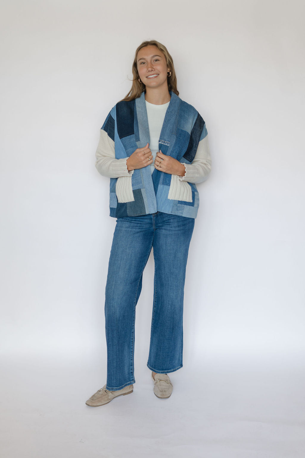 JOY CARDIGAN-CREAM/DENIM MIX-ONE SIZE