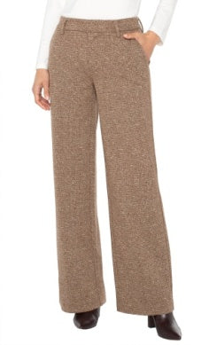 KELSEY WIDE LEG-BROWN/CAMEL HERRINGBONE