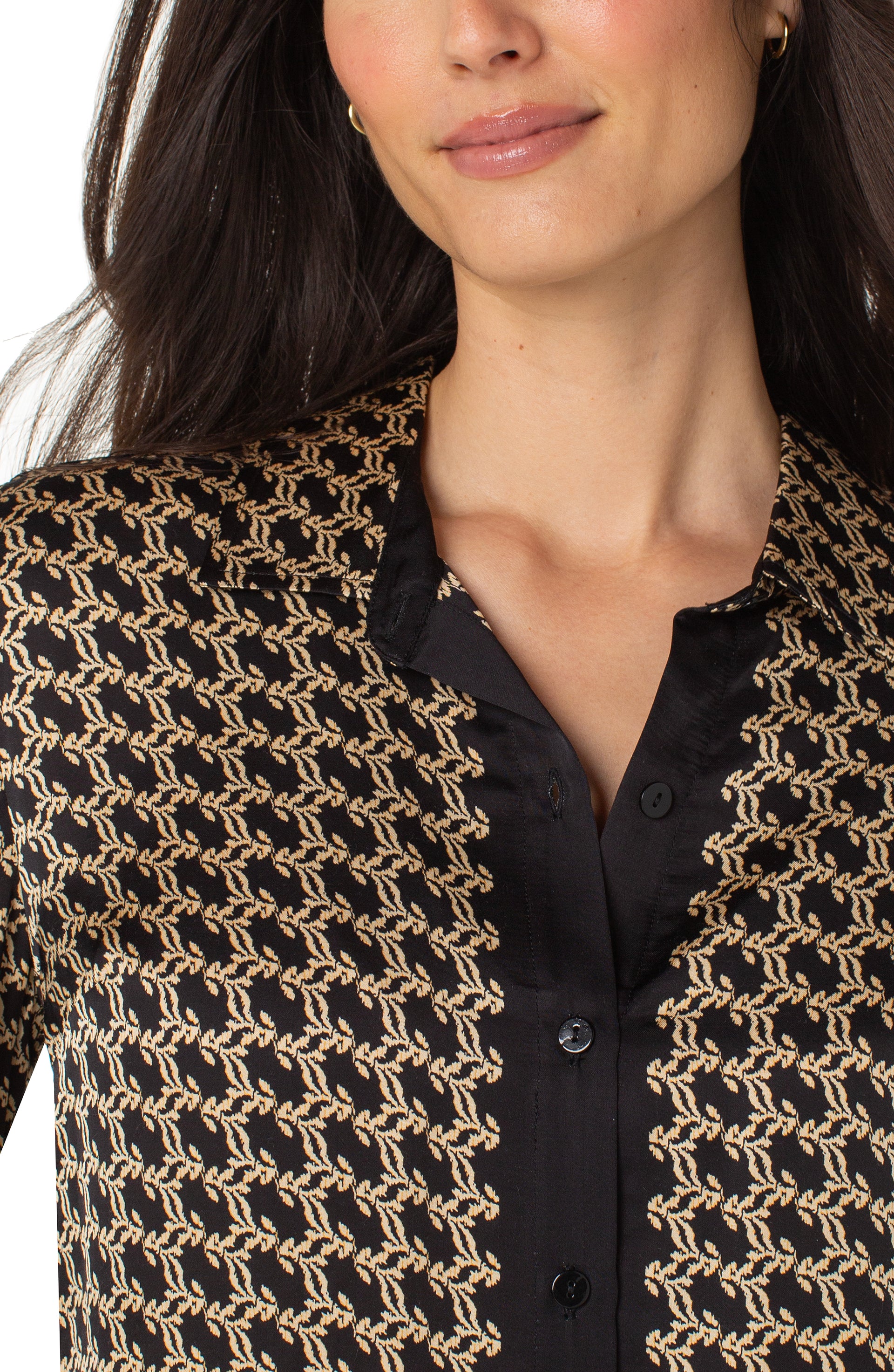 LEAH WOVEN SHIRT-BLACK/GOLD