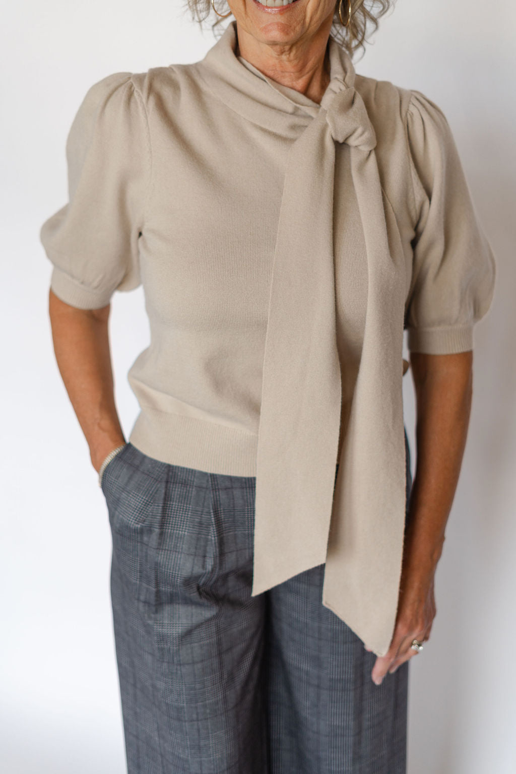 MARGOT SWEATER TOP-TAUPE