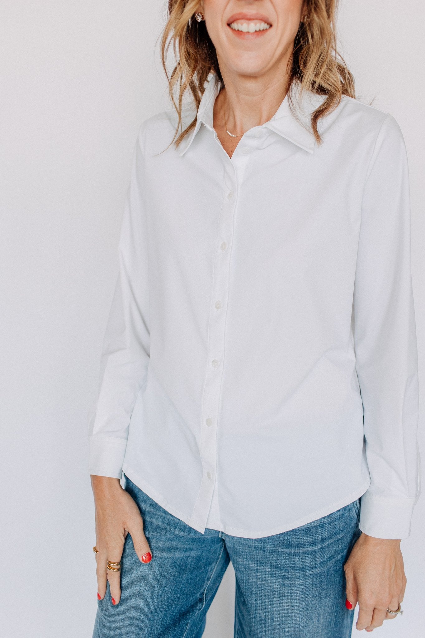 MICHELLE BUTTON DOWN SHIRT-WHITE