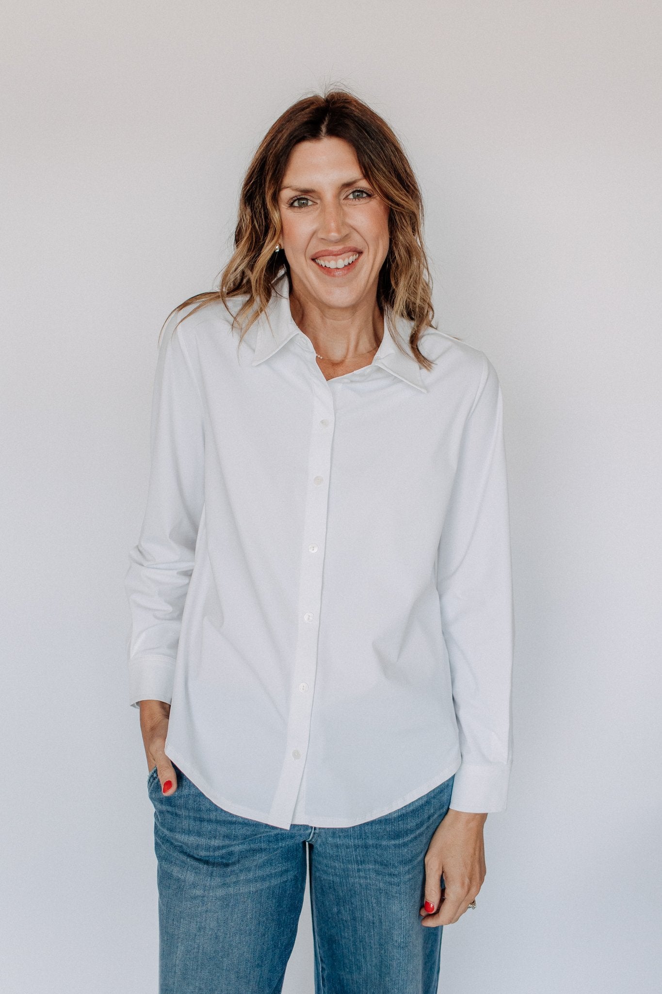 MICHELLE BUTTON DOWN SHIRT-WHITE