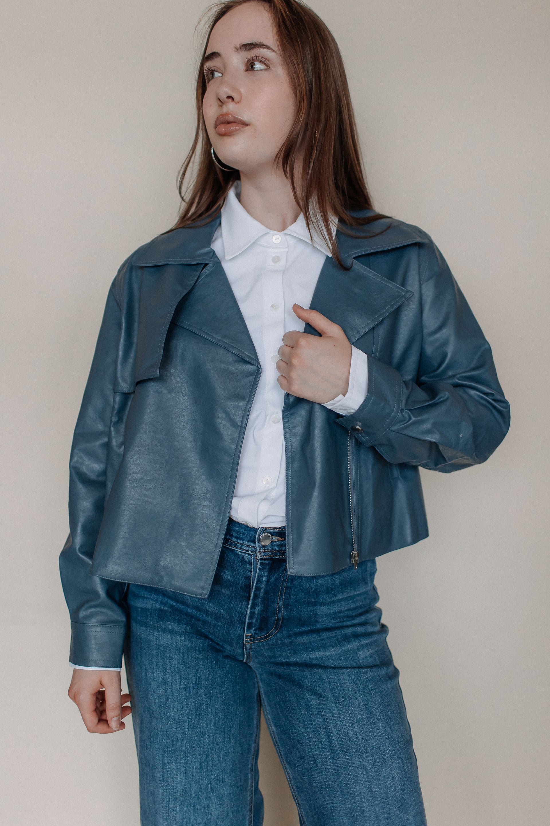 CLASSIC MOTO LEATHER JACKET-DARK BLUE