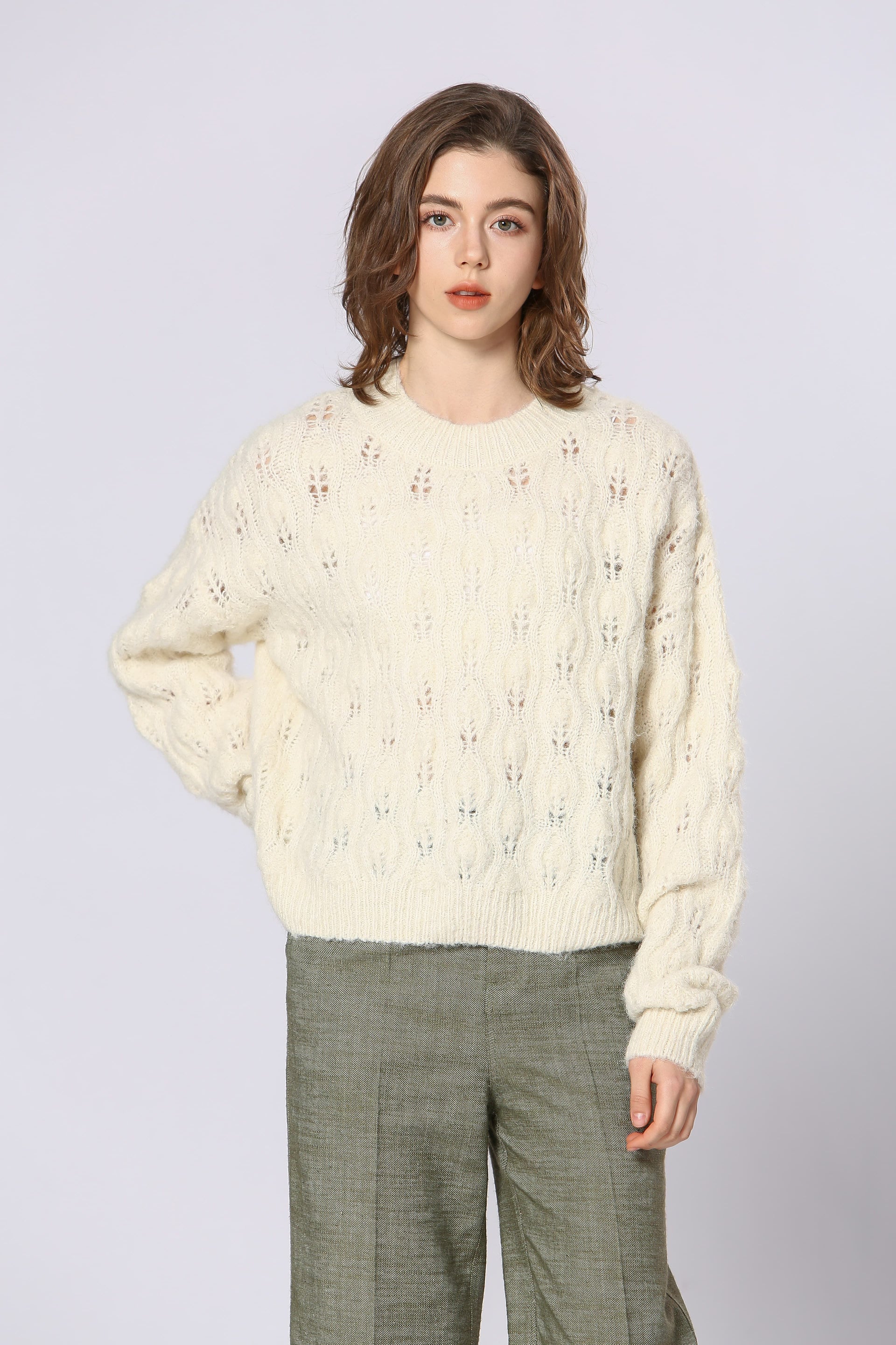 LILLY PULLOVER SWEATER-CREAM