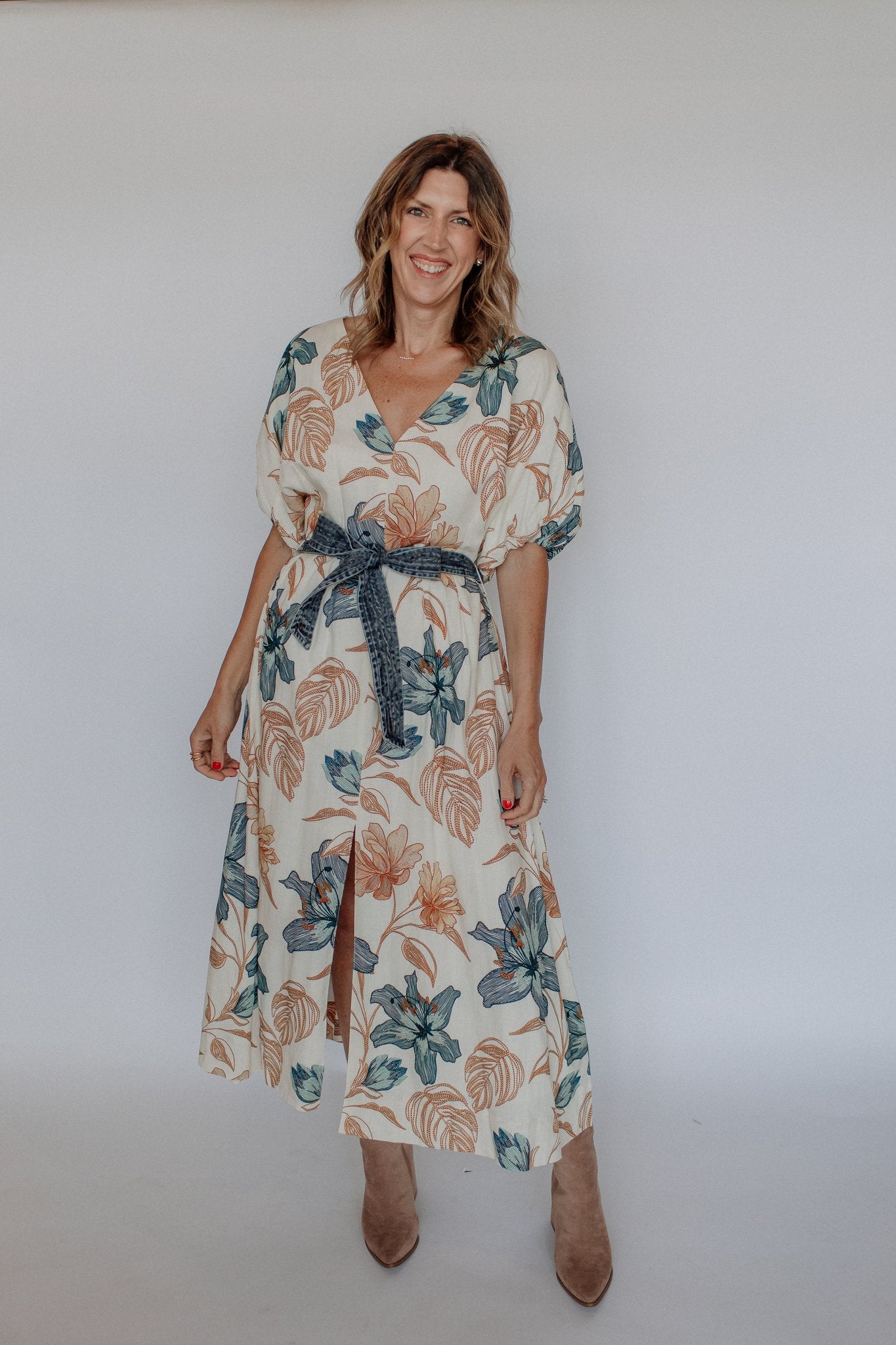 SORRENTO DRESS-HIBISCUS DENIM