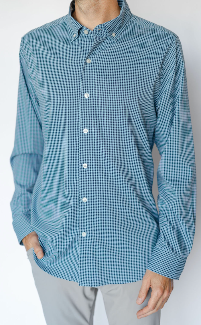 SKYLINE ECO GINGHAM L/S SHIRT-NAVY