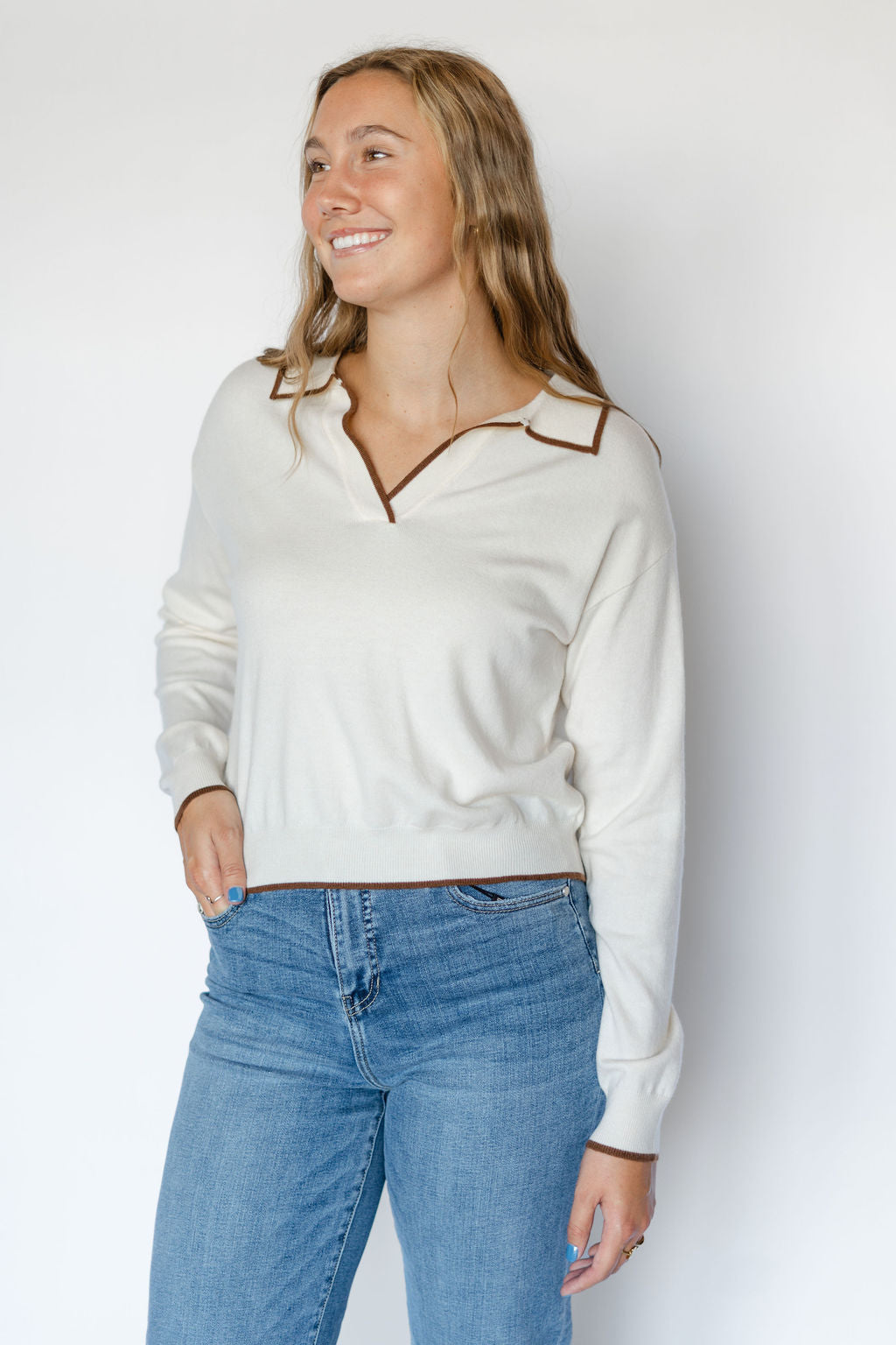 TRIOLET SWEATER-BROWN/CREME