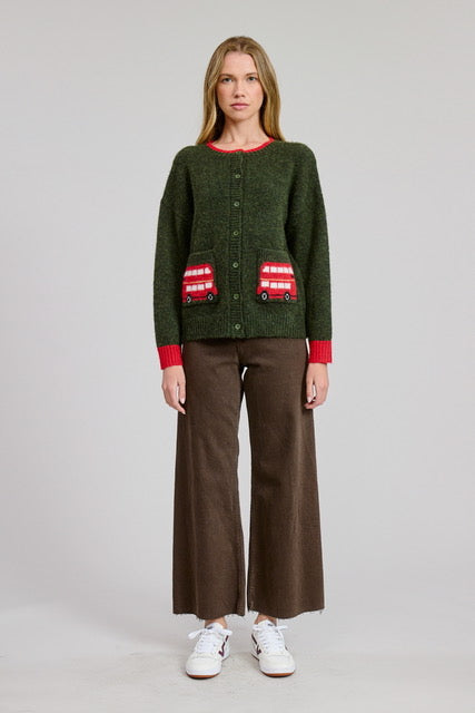 EVERLEIGH CARDIGAN-OLIVE/RED