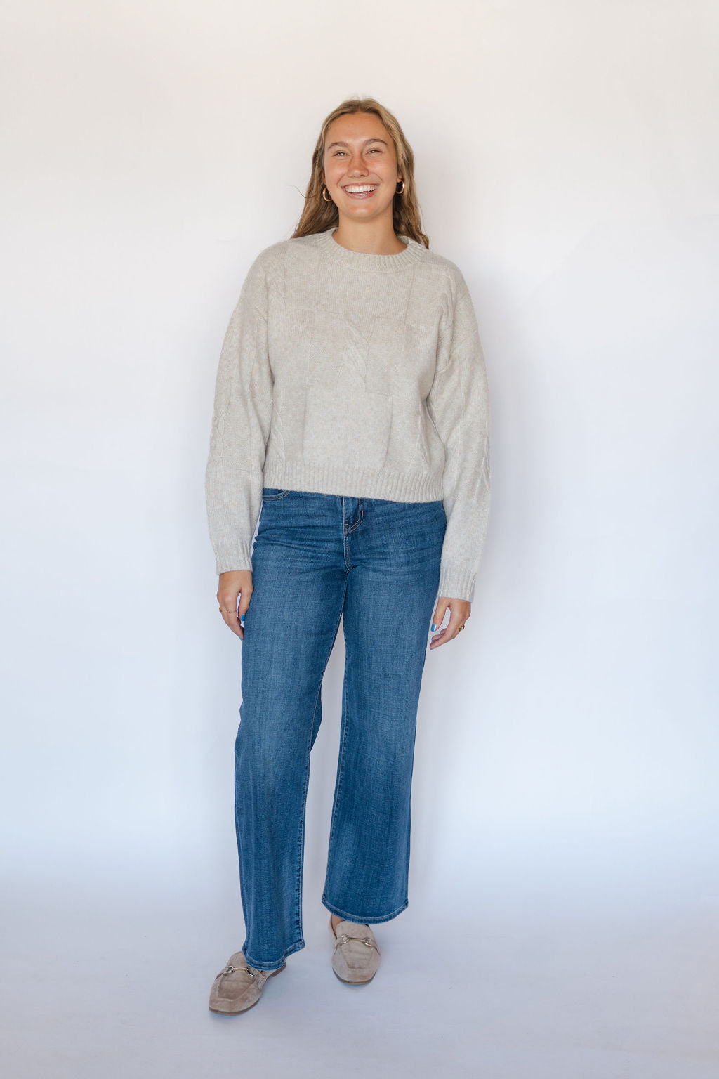ADALYNN CABLE SWEATER-OATMEAL